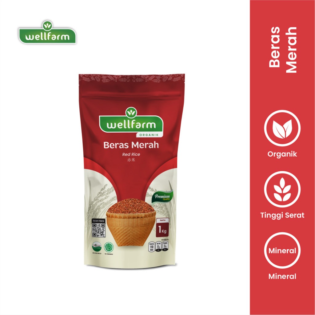 

Beras Merah Premium Beras Organik 100% original WellFarm