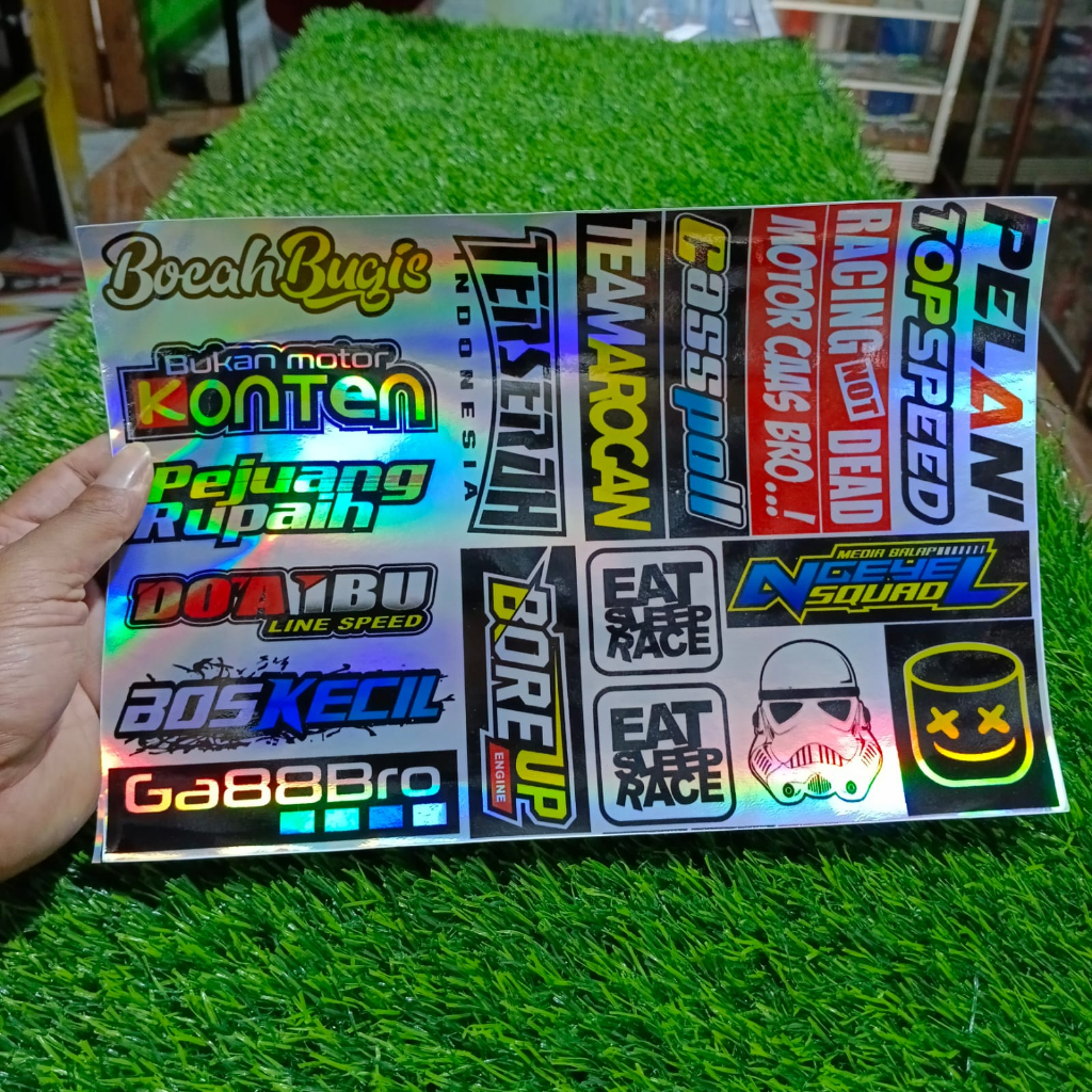 

Sticker Sheet Hologram Kata Kata Sound Bus mania CUSTOM TERMURAH
