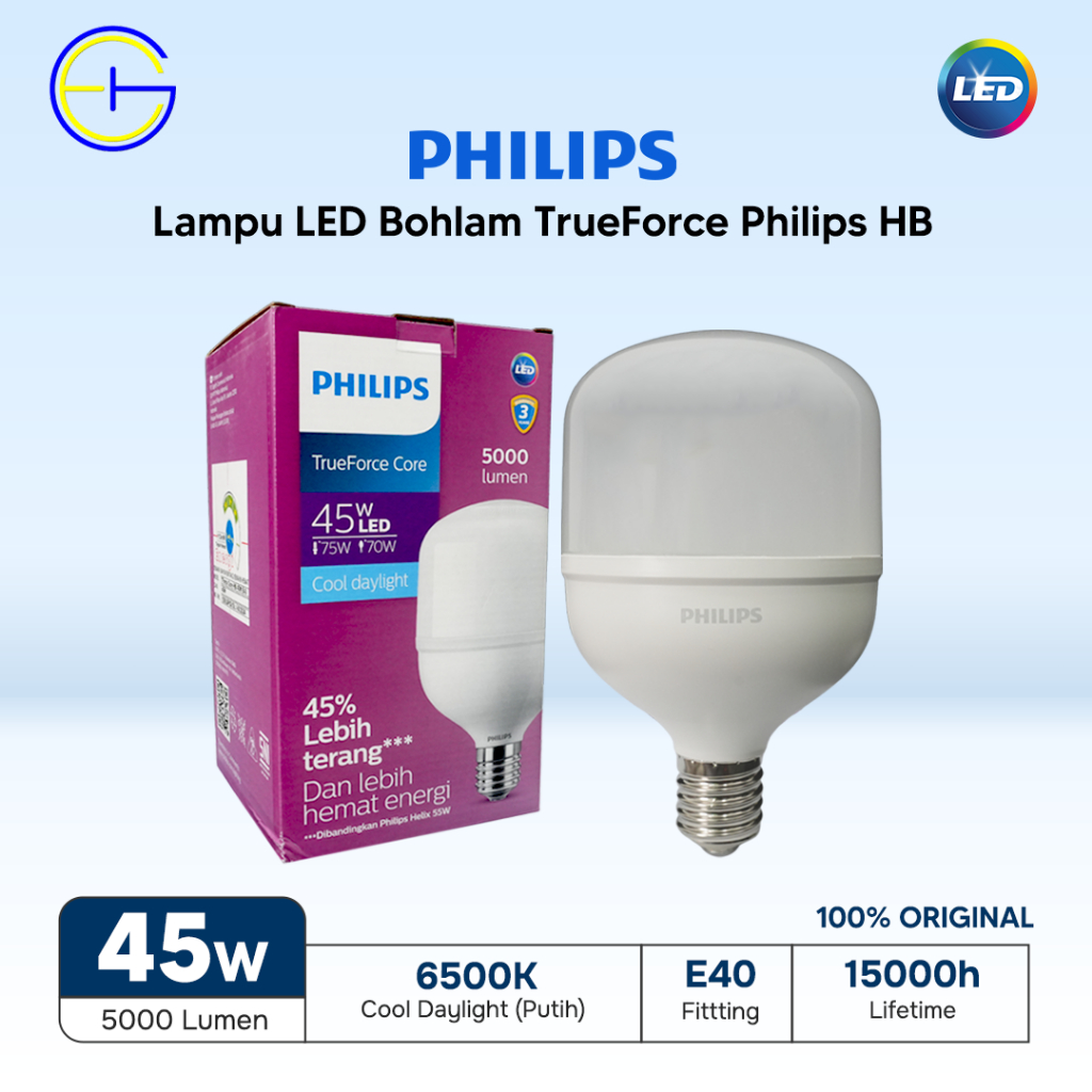 Lampu LED Bohlam TrueForce Philips HB 45W E40 220-240V