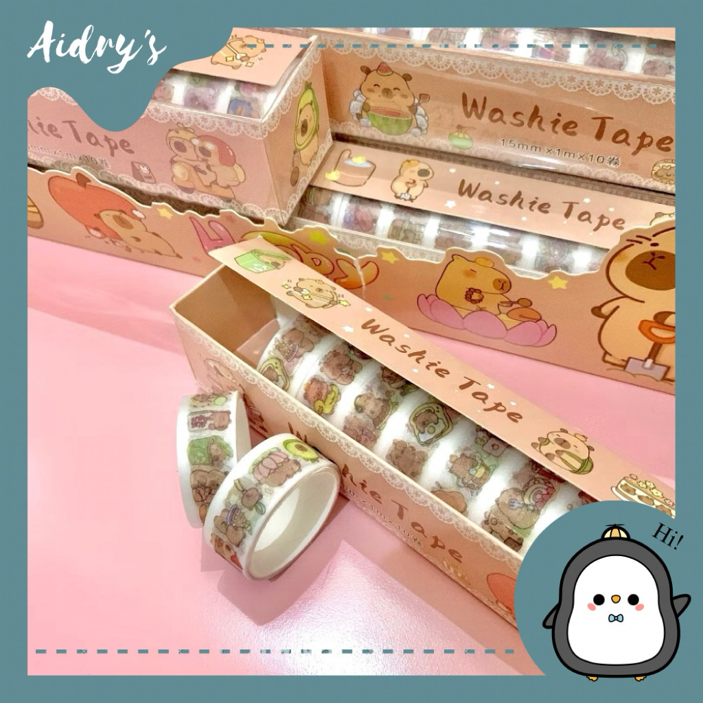 

❤️ AIDRY’SLOVE ❤️ WASHITAPE CAPYBARA GLOSSY | ISOLASI CAPYBARA LUCU (10 ROLL)