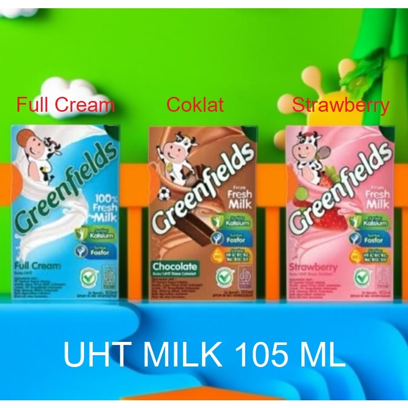

Susu Greenfields UHT all varian 105 ml Full Cream Coklat Strawberry
