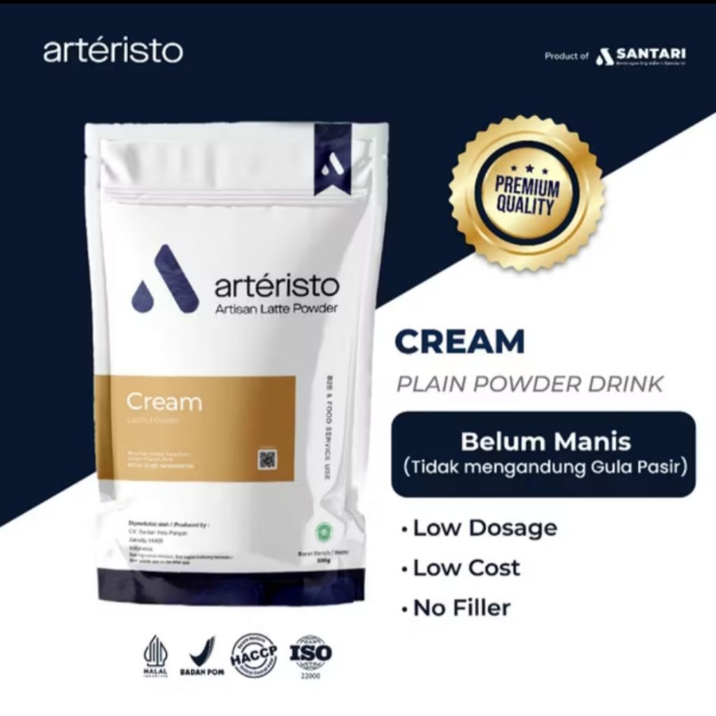 

ARTERISTO CREAM IRISH PREMIUM POWDER DRINK 500 GR - TANPA GULA PASIR - Bubuk Minuman Instant