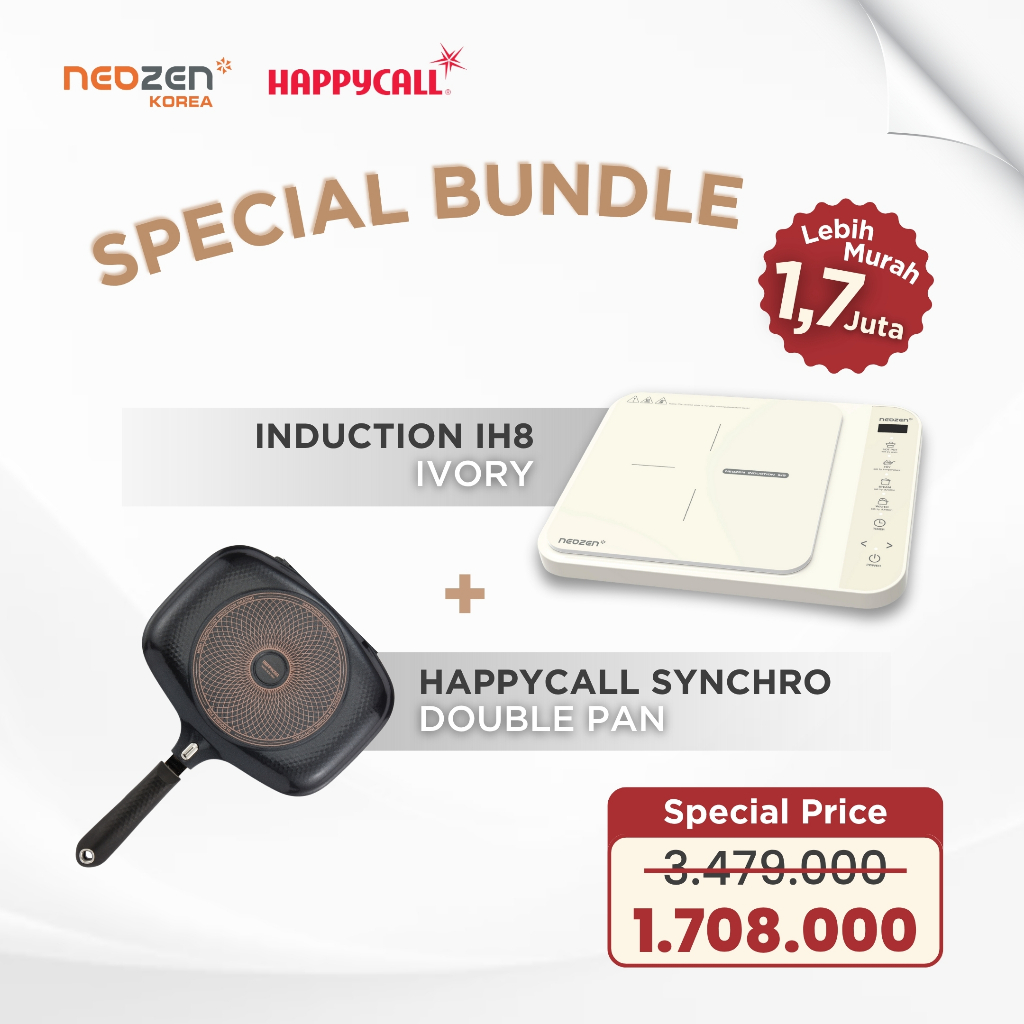 Neozen Induction Stove IH8 & Happycall Double Pan IH Synchro 30cm Jumbo | Kompor Induksi Low Watt & 