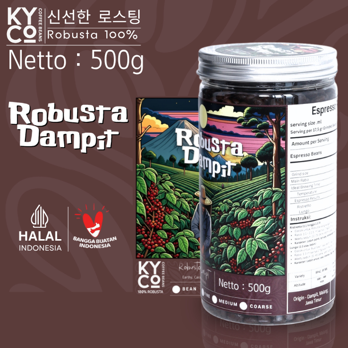 

Biji Kopi Robusta Dampit 500 gram - Espresso Beans Grade 1 | Roast Beans | Mokapot | Medium Dark Roast | Kopi Susu | Blend Kopi | Kiyowo Coffee Roastery