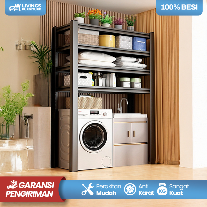 Rak Susun Besi Mesin Cuci Rak Besi Barang  SerbagunaTingkat 3-6 Susun Besi Kuat dan Tebal