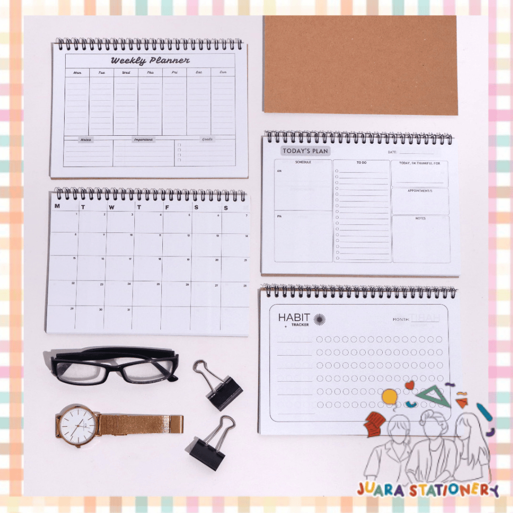 

(1312) Monthly Planner / Weekly Planner / Daily Planner Spiral 100 Halaman High Quality