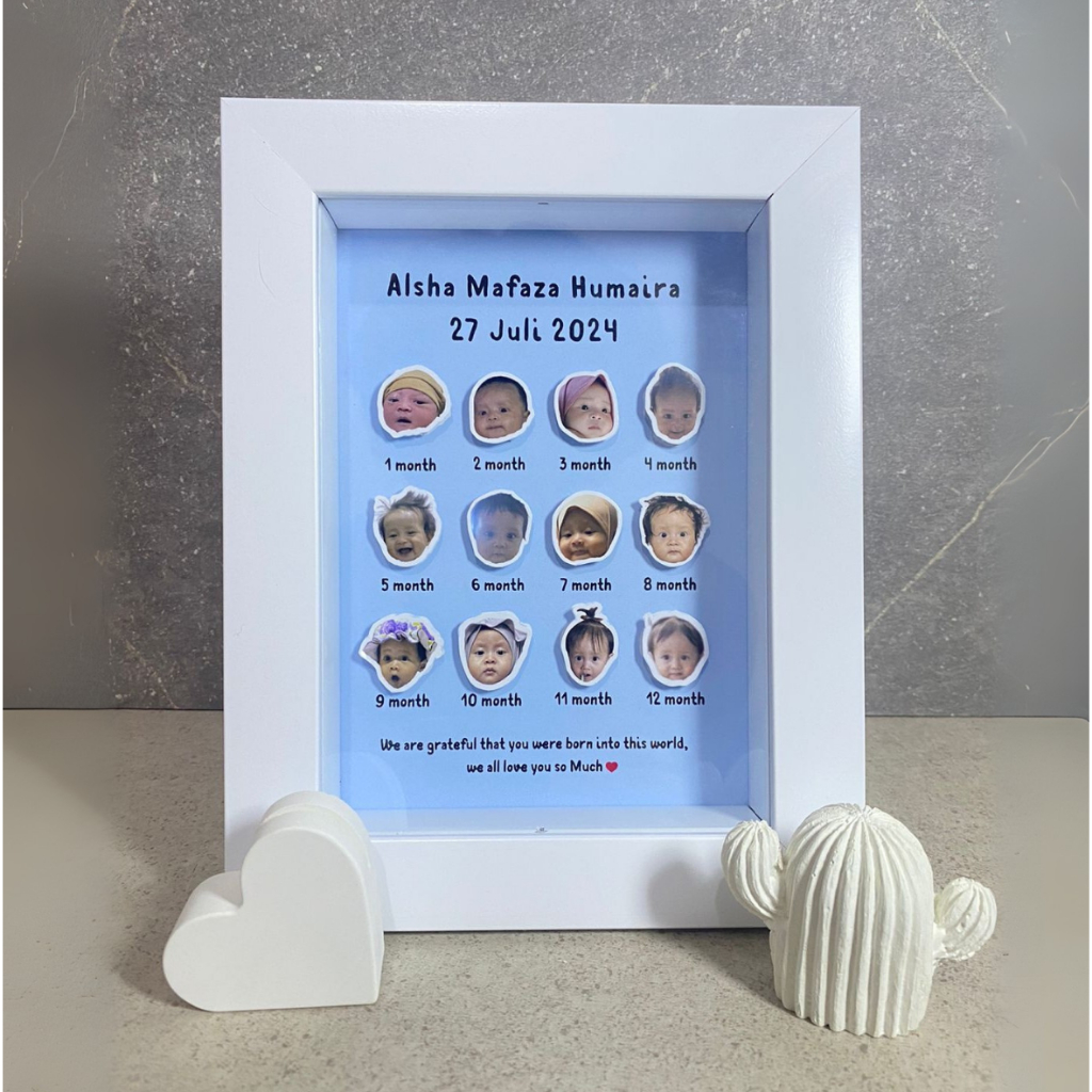 3D frame foto bayi tahunan / Hadiah Baby born / 3D foto bayi