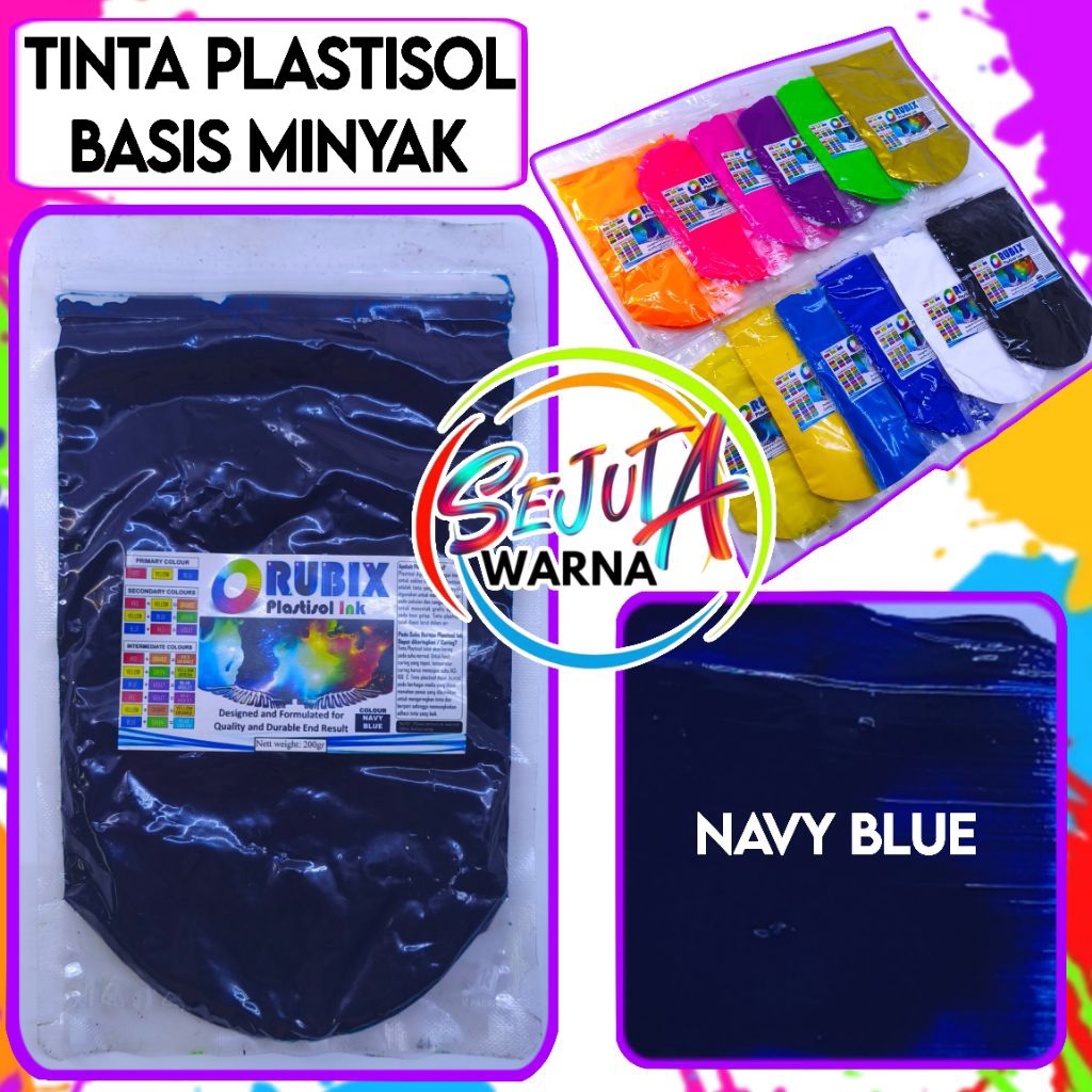 

TINTA PLASTISOL RUBIX NAVY BLUE 200GR CAT SABLON KAOS
