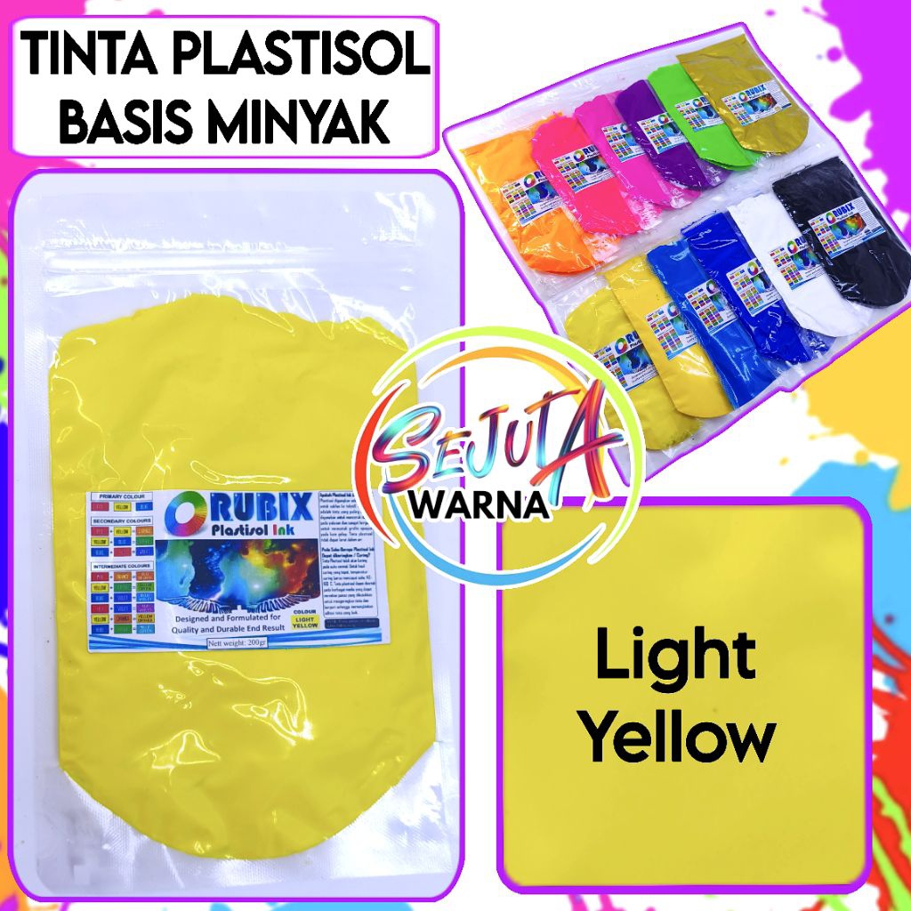 

TINTA PLASTISOL RUBIX LIGHT YELLOW 200GR CAT SABLON KAOS