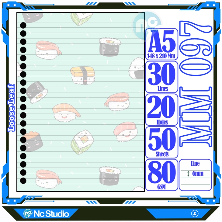 

Loose leaf Kertas binder A5 Isi 50 Lembar Polos karakter Makanan Minuman lucu autestic autestik Estetik Buku Refil isi ulang lucu warna warni bergambar garis Repil Vol-1