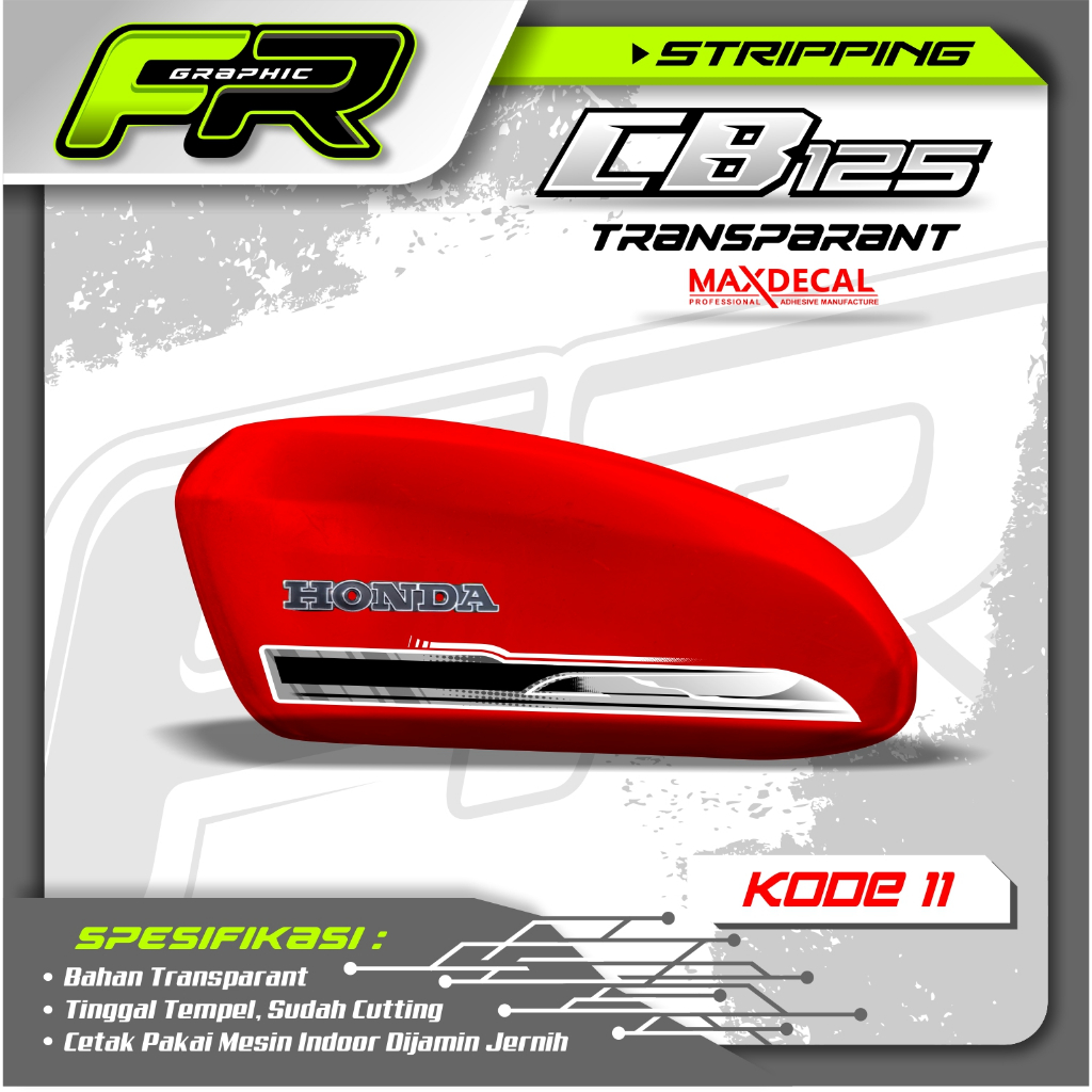 STIKER TANGKI CB POLOS CB BATIK STRIPING CB 125 CB 100 CB GLATIK  KODE 11