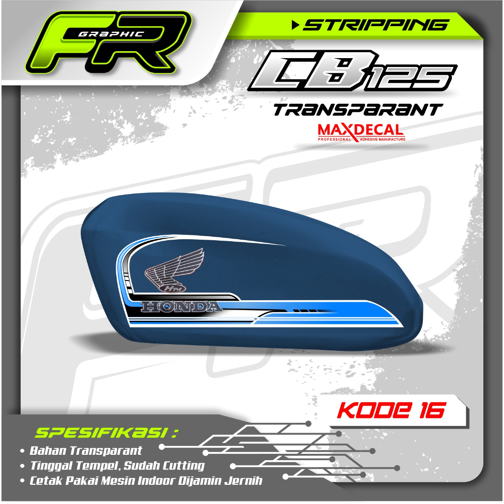 STIKER TANGKI CB POLOS CB BATIK STRIPING CB 125 CB 100 CB GLATIK  KODE 16