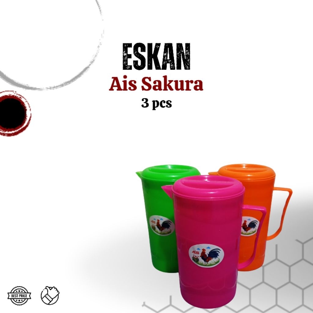 (3 pcs) Eskan air ais sakura - eskan air warna - tempat air plastik
