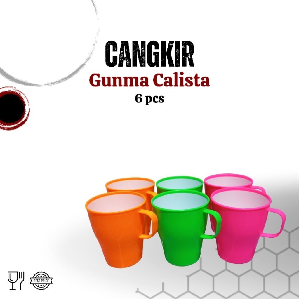 (6 pcs) Cangkir plastik gunma calista - gelas plastik murah - cangkir plastik gunma