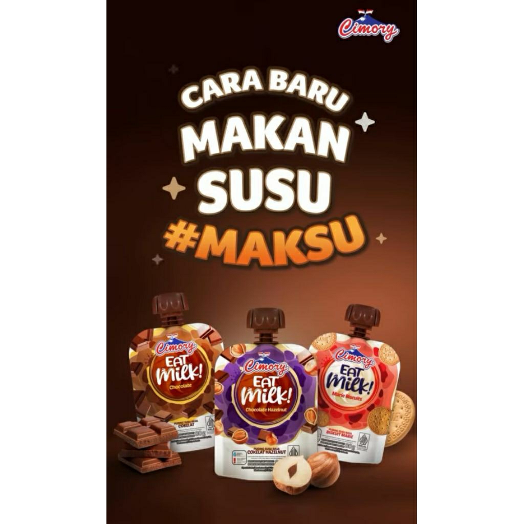 

Cimory Eatmilk 80gr 1dus isi 24pcs Coklat/Hazelnut/Marie biskuit