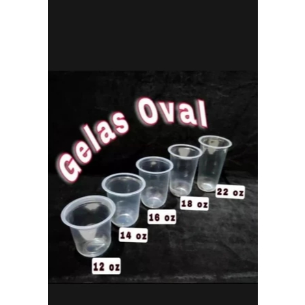 gelas U cup OVAL 10oz 12oz 14 oz 16oz isi 50pcs