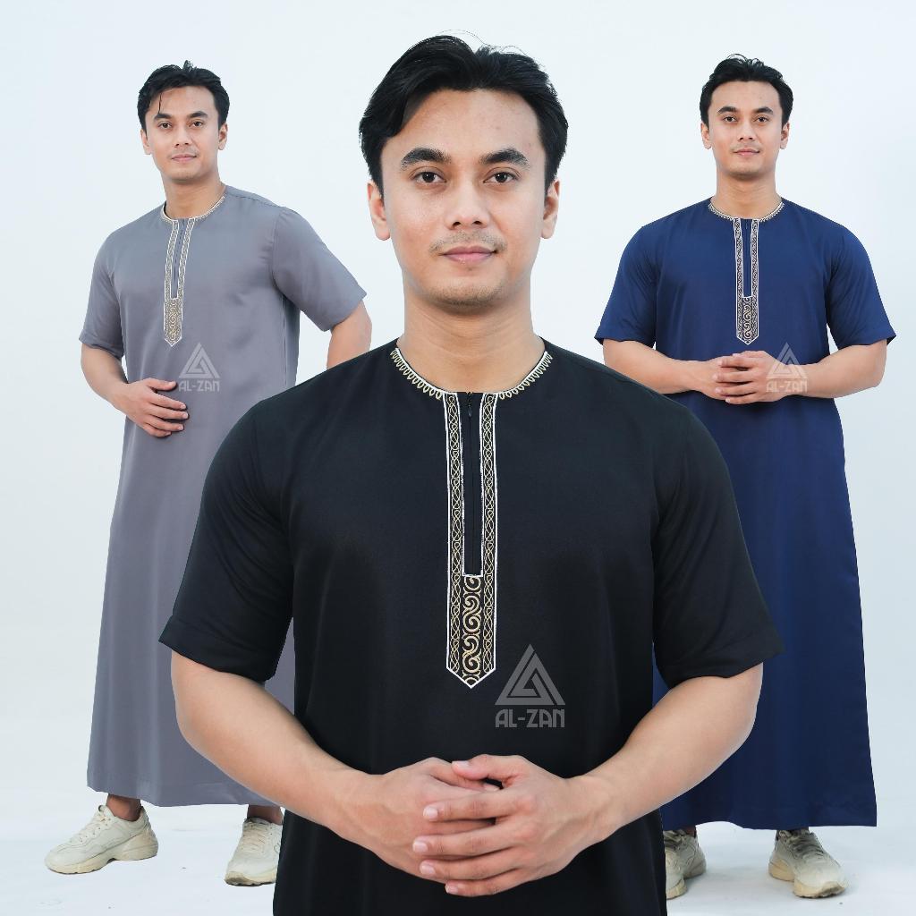 ORIGINAL JUBAH SLIMFIT UTSMAN JUBAH GAMIS PRIA GAMIS MUSLIM PRIA JUBBA LENGAN PENDEK BORDIR JUBAH