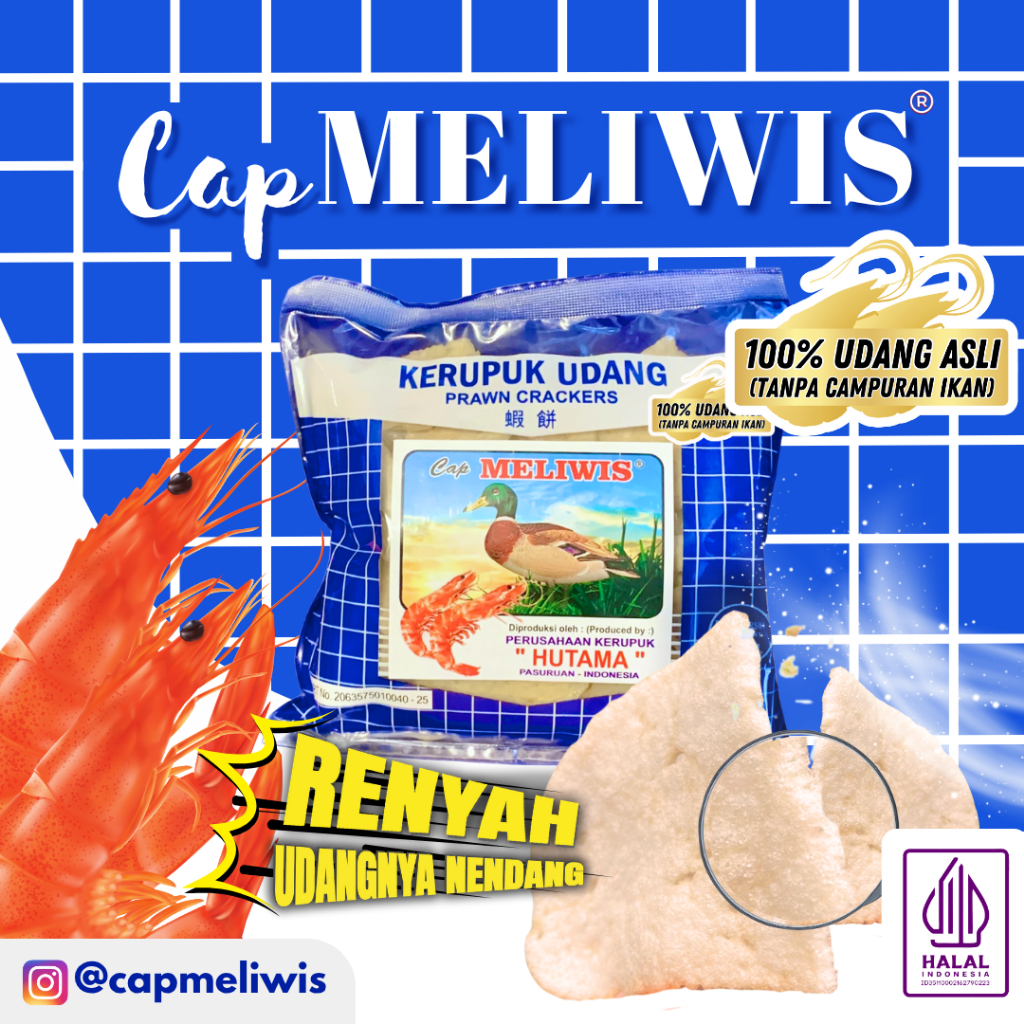 

Kerupuk Udang Asli Cap Meliwis Hutama Premium Gurih Renyah (Biru 250 Gram)