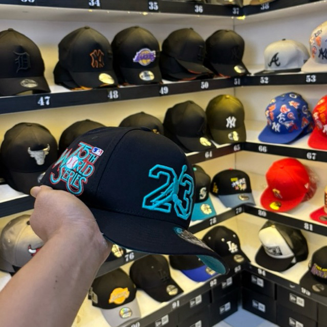 TOPI PRIA/TOPI BASEBALL JORDAN NUMER HITAM BORDIL BIRU