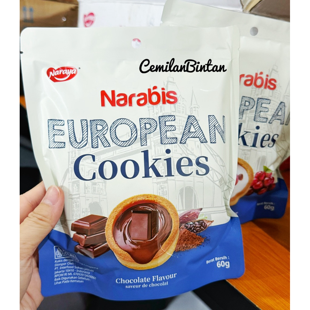 

CemilanBintan ( Narabis European Cookies Pie coklat 60gr) Bag