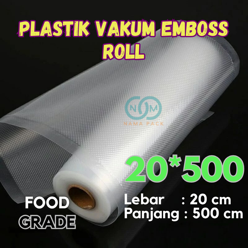 plastik vakum vacuum makanan Roll roll vakum 5 Meter Emboss –Vacuum bag roll 20x500 cm