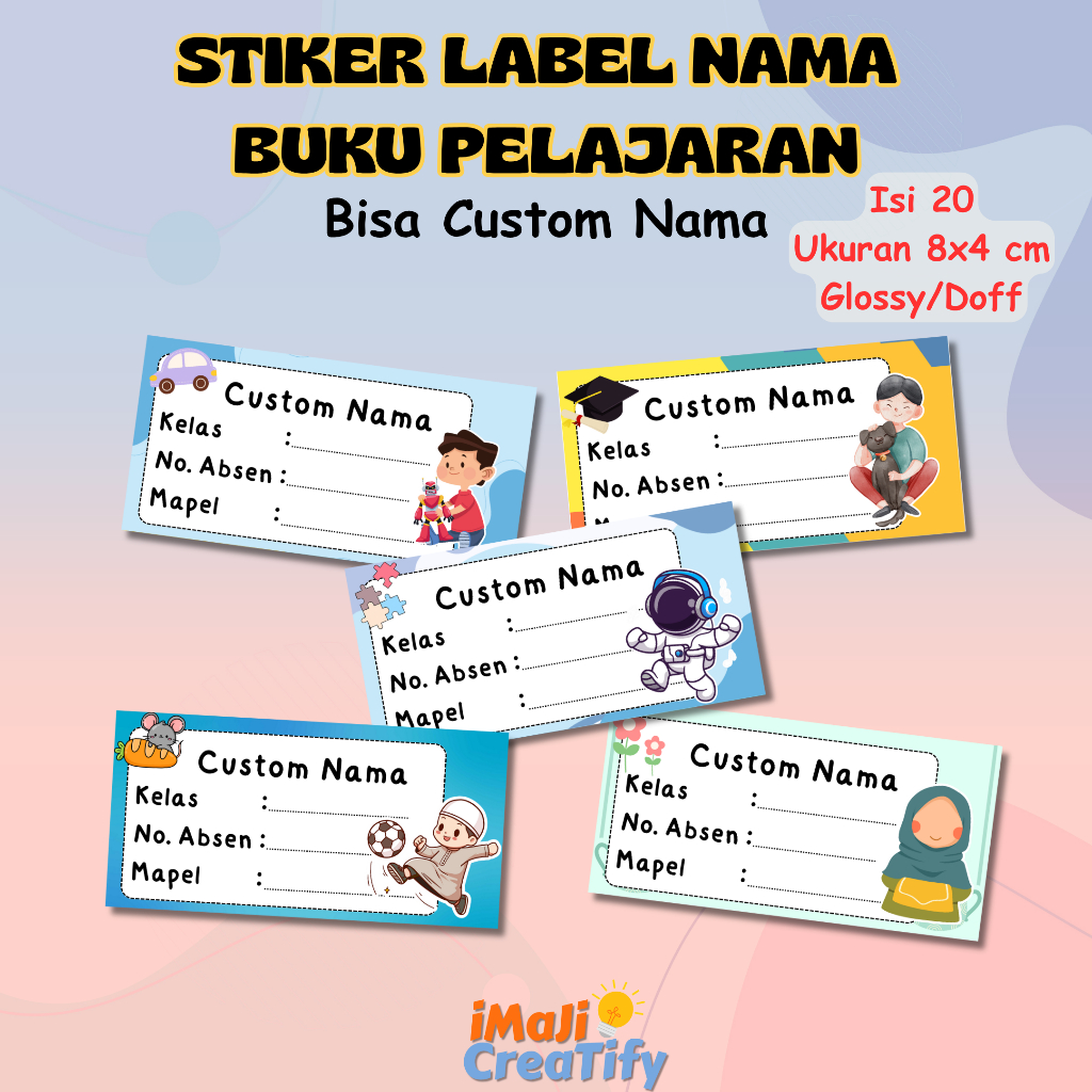 

[ISI 20] STIKER LABEL NAMA BUKU MATA PELAJARAN | STIKER NAMA BUKU | LABEL NAMA | CUSTOM NAMA