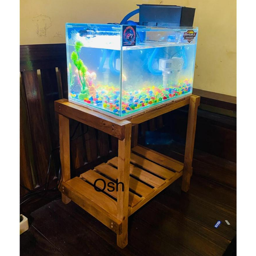 Rak / Meja Aquarium  Susun 2 Tingkat ,Berbahan Kayu Mahoni Ukuran 40x30 & 40 x 60 cm