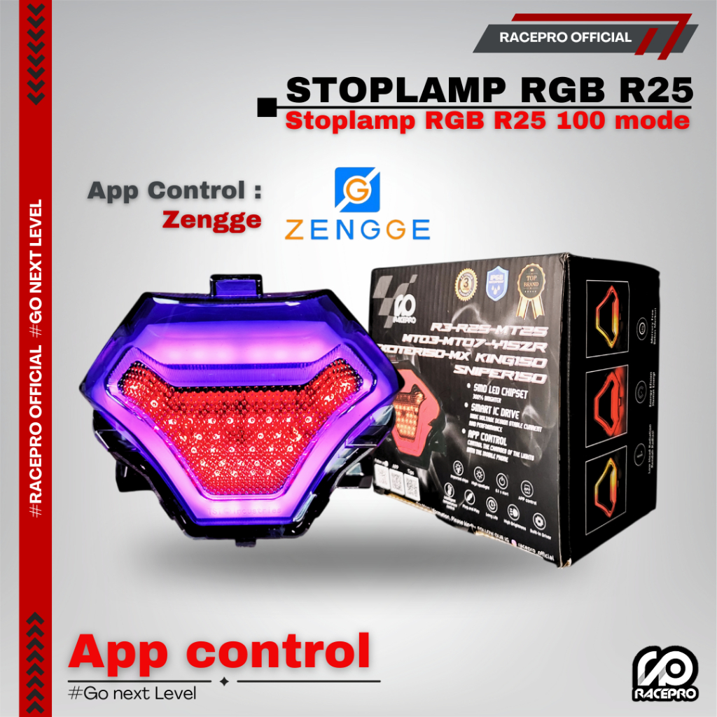 LAMPU 3 IN 1 RGB APP CONTROL STOPLAMP YAMAHA R25 MX KING MT 25 MT 07 Y15R / Stoplamp MX King