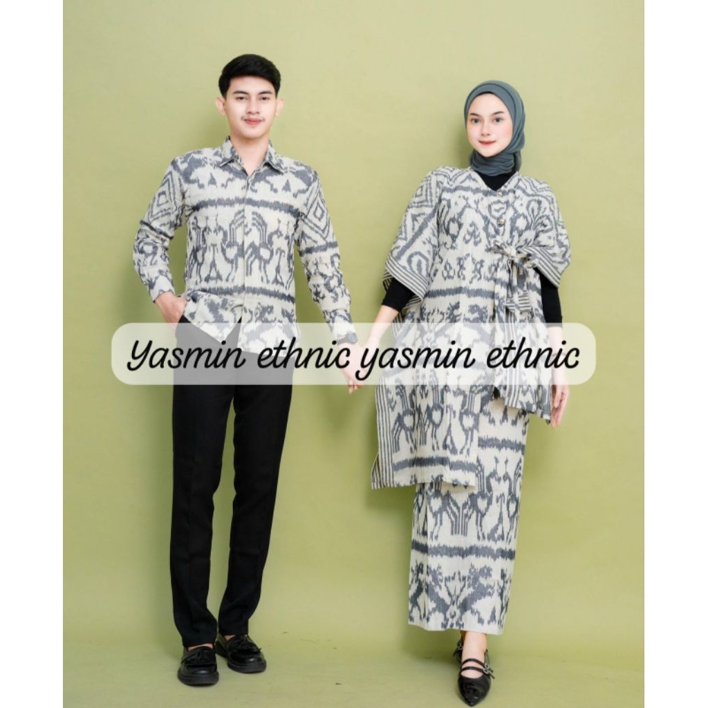 BAJU TENUN COUPLE VIOLA WHITE NTT - COUPLE TENUN KONDANGAN - BAJU TENUN NTT