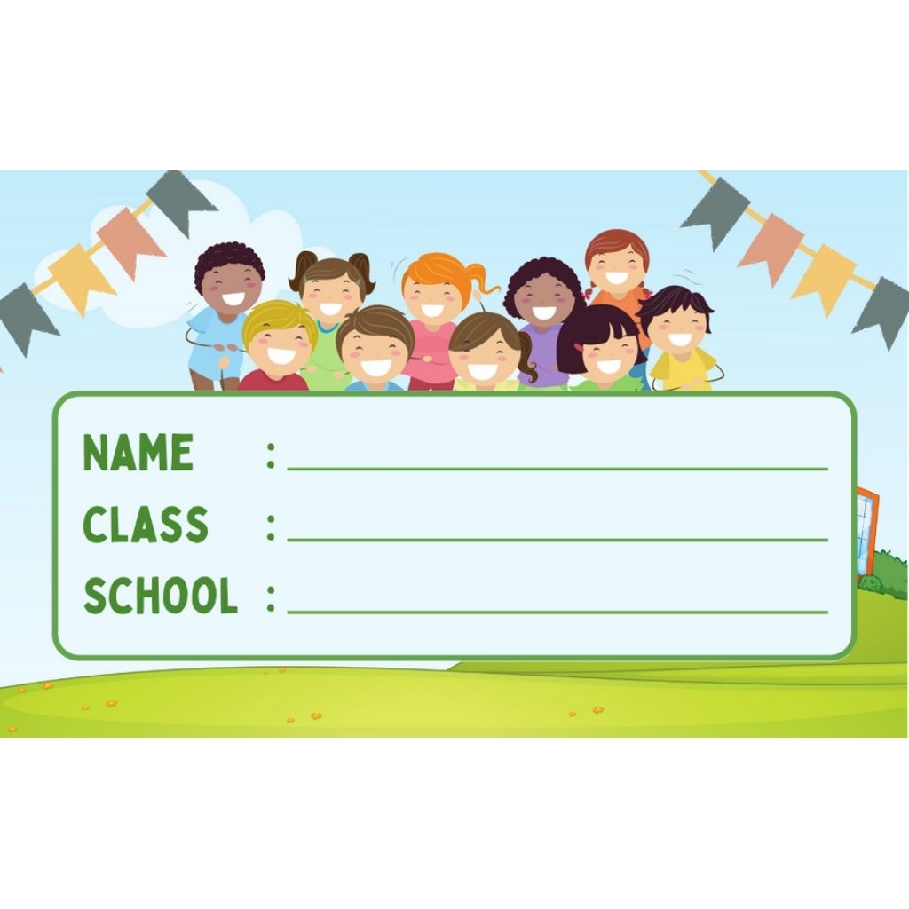 

stiker buku nama anak, kelas dan mata pelajaran