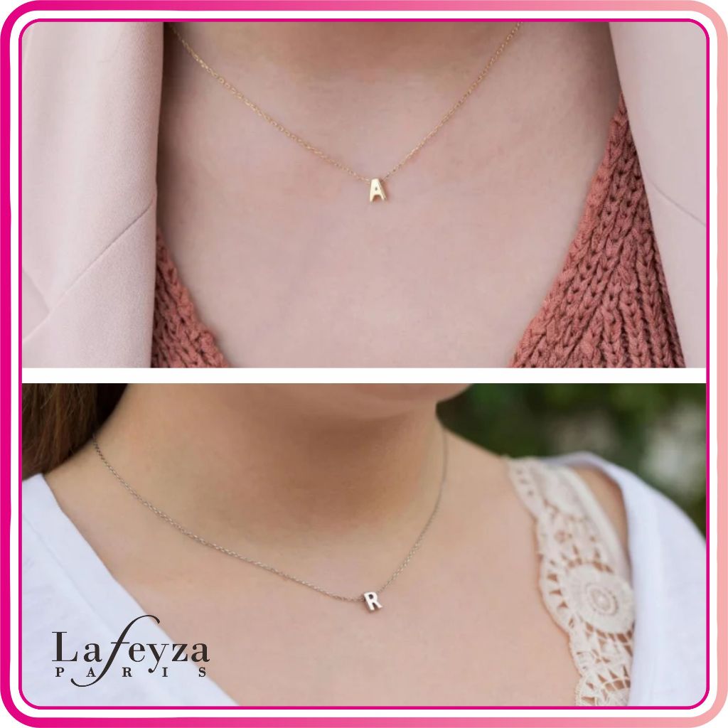 Kalung Inisial Huruf  Titanium  Stainless Stell Model Nagita Huruf Kecil GOLD Mewah
