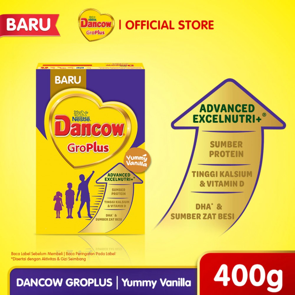 

Dancow Gro Plus 400 gr - Rasa Vanila - Bantu Pertumbuhan Anak - Tinggi Kalsium Sumber Protein