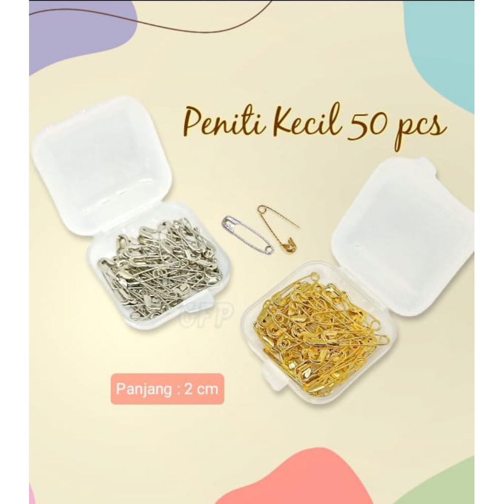 Peniti Mini 2 cm Silver Emas Plus Kotak Penyimpanan - Jarum Jilbab Peniti Mini Hijab