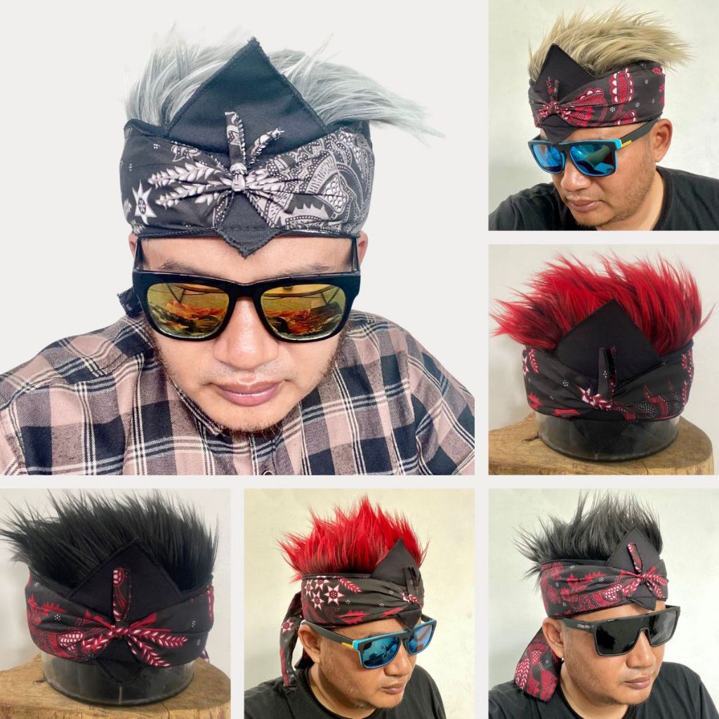 Topi Udeng Rambut Palsu | Ikat Kepala Sunda | Totopong Sunda | Udeng Jawa Bali