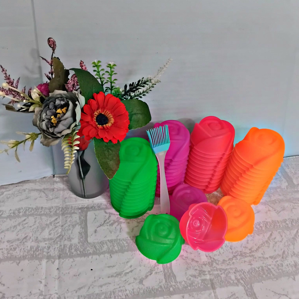 48 Pcs Cetakan Kue Agar Bunga Mawar Talam Apem Putu Ayu Bulat Tulip Tulip Pudding Cokelat Cherry Jel