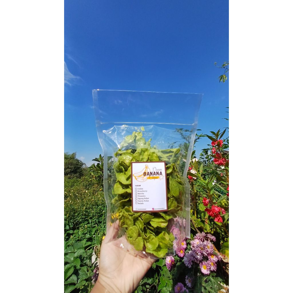 

Kripik pisang varian matcha