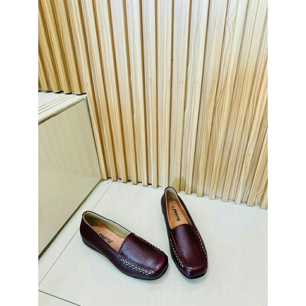Sepatu wanita kulit papirut garut model sol flat