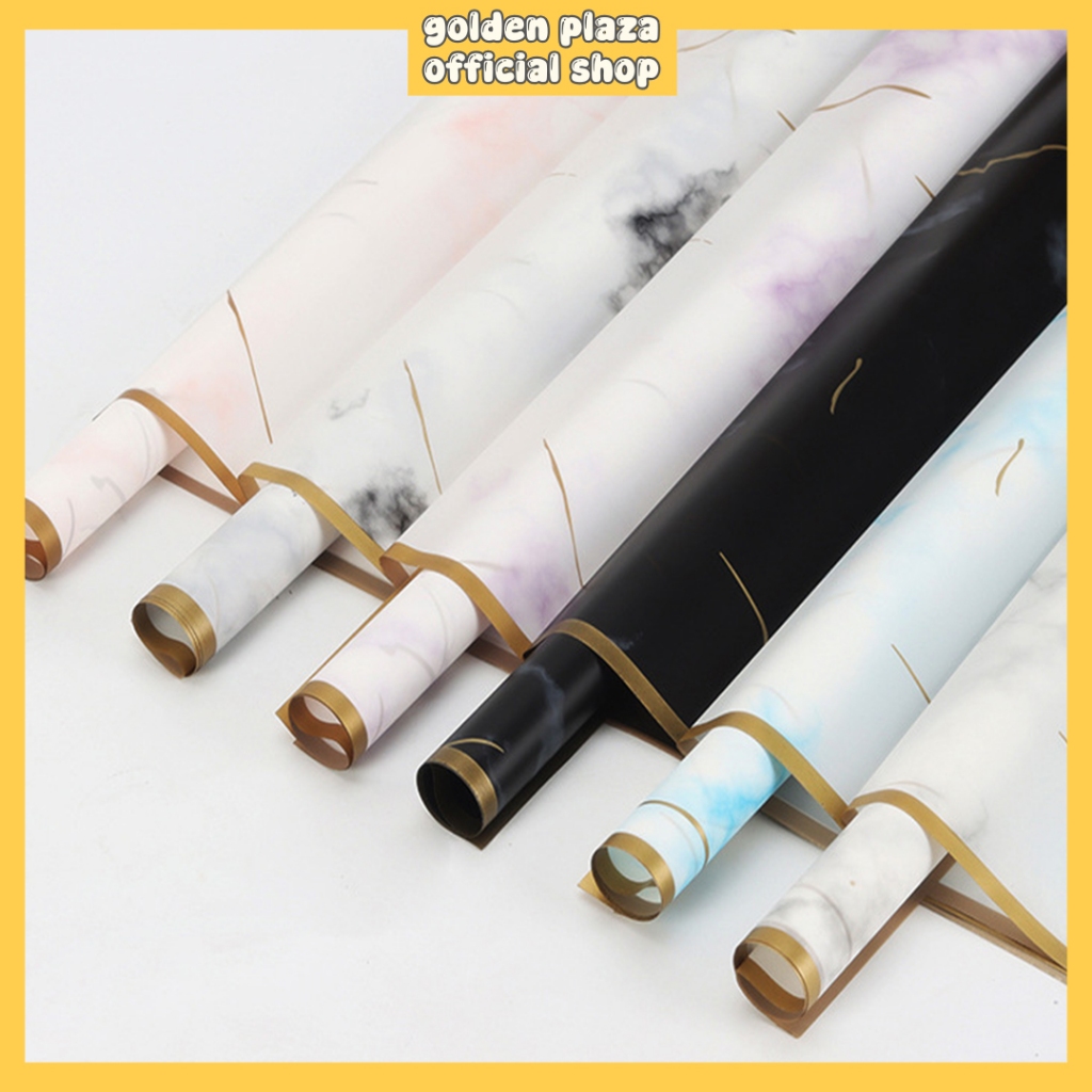 

Kertas Buket Bunga Marble Flower Wrapping Gold Line Marble Cellophane KB6048