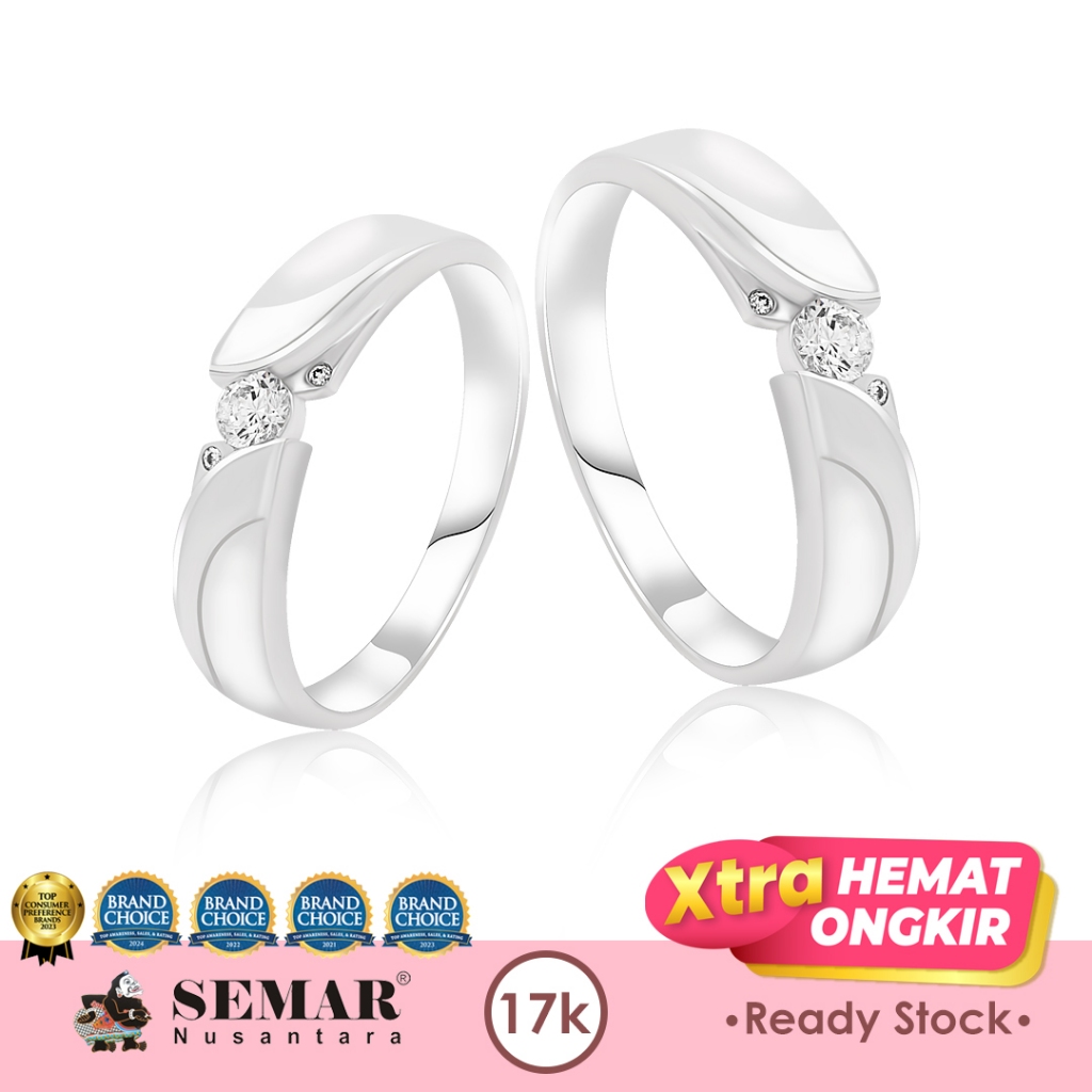 Cincin Emas Shiera Wedding White Gold Cincin Nikah 17K Semar Nusantara