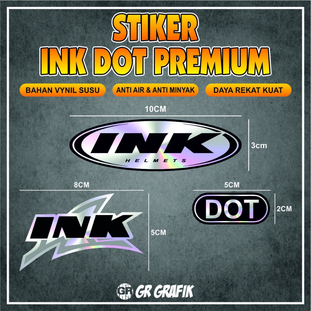 Stiker Logo Helm INK Hologram /  Stiker DOT / Stiker INK printing vinyl hologram 1 set