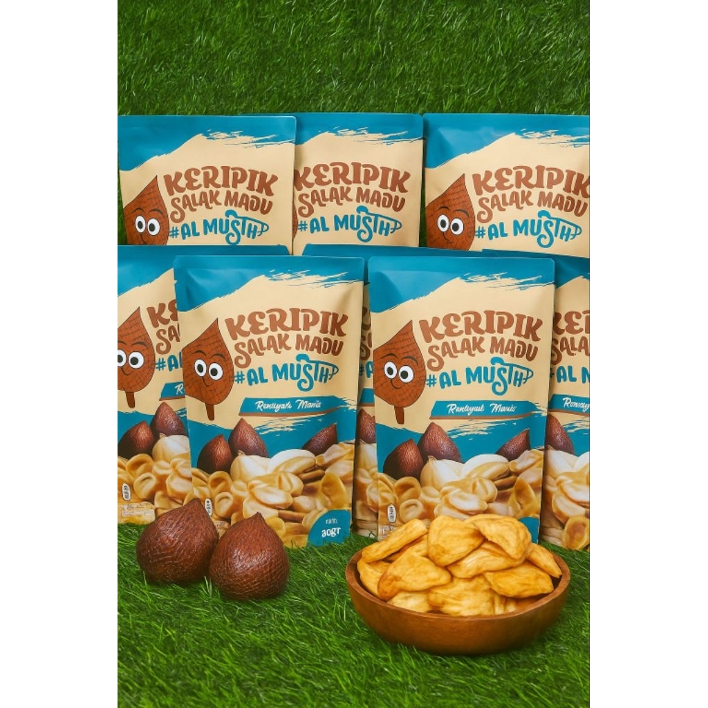 

Keripik Buah Salak Madu Almuschious 80gr Per Pack | Paket Usaha Cemilan Sehat Buah Asli