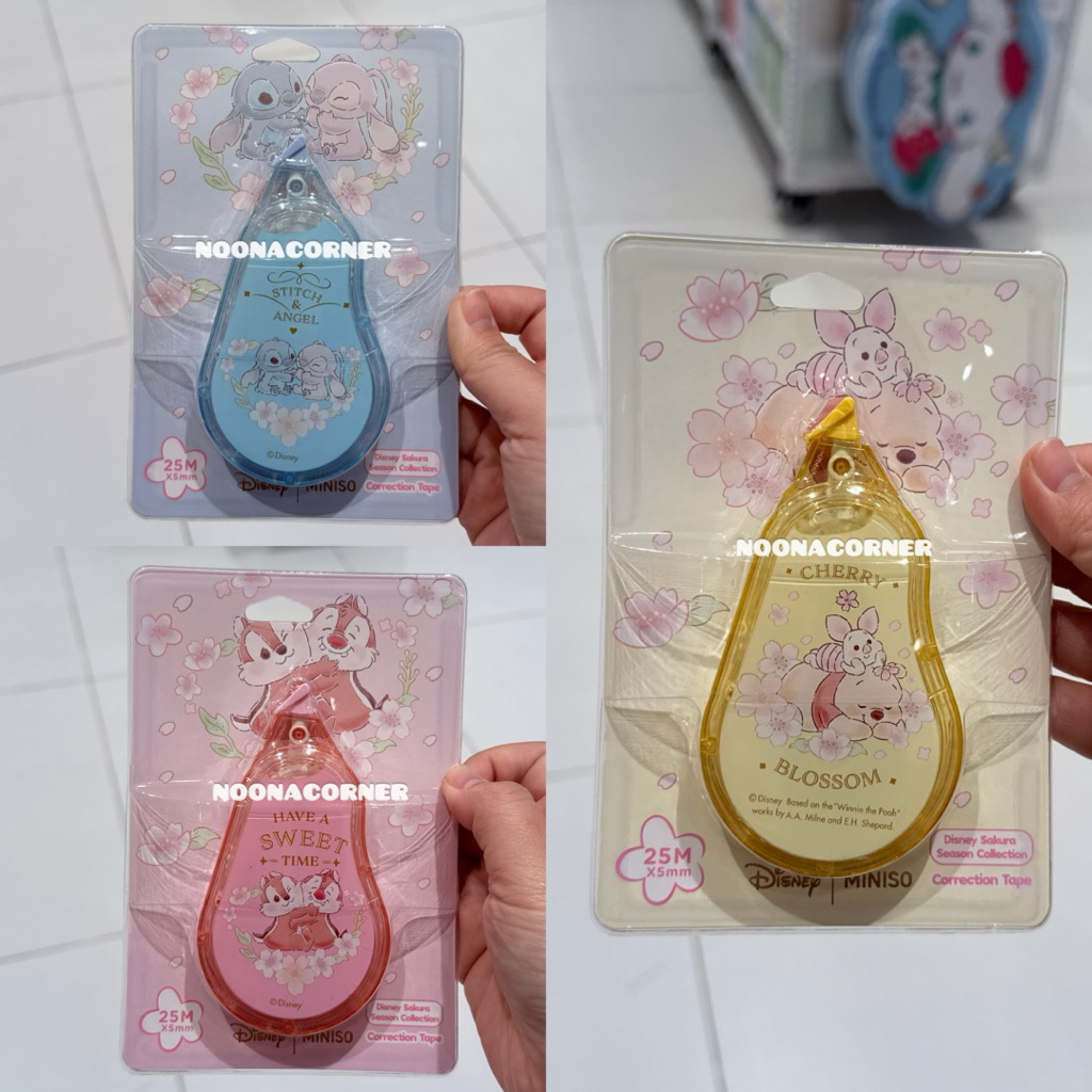 

Miniso x Disney ‼️ Correction Tape 25m / Tipe X Disney Sakura Season Collections (Stitch Angel / Pooh Piglet / Chip & Dale)