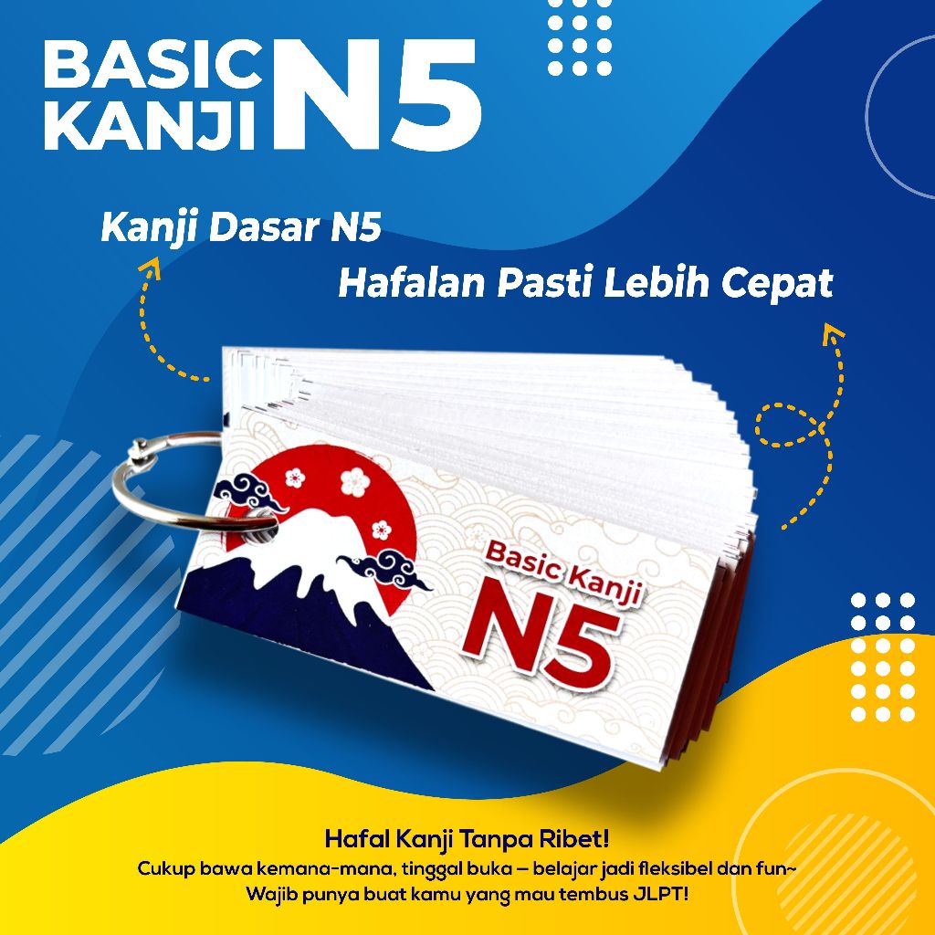 

FLASH CARD BASIC KANJI N5 Kartu Belajar (100+ Kanji)