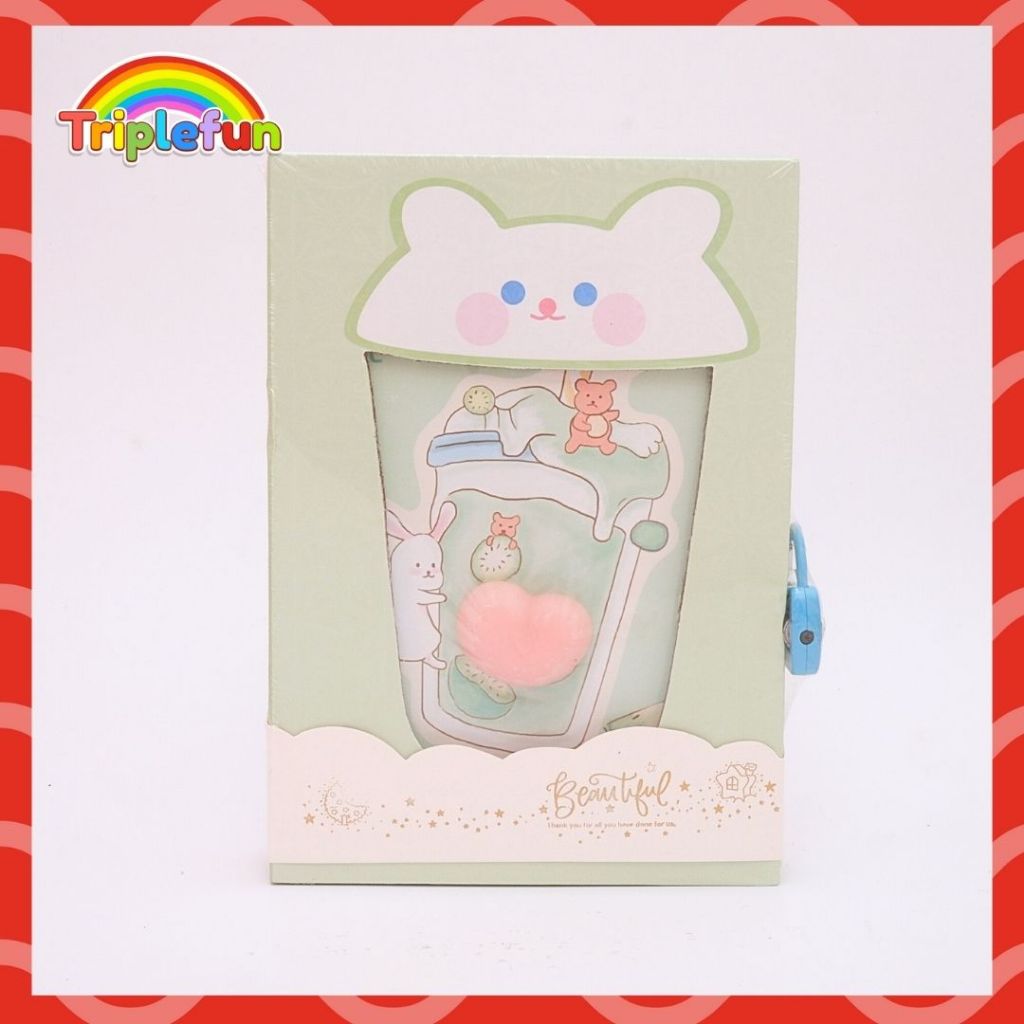 

Diary Hardbox Gembok Boba Squishy Full Color Note Book Dengan Kunci Gembok Lucu