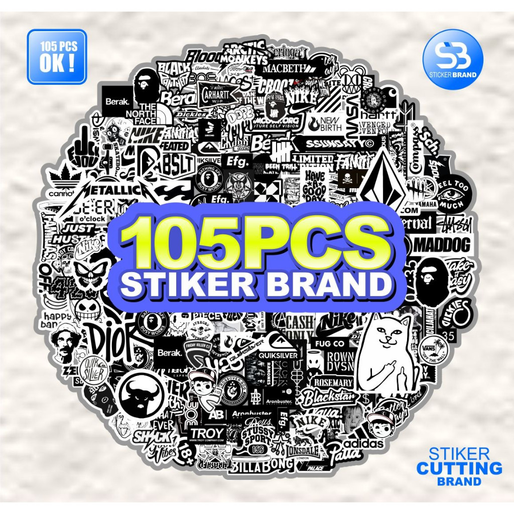 

105pcs Black&White Series Stiker Pack Stiker Brand Stiker Kece sudah cutting