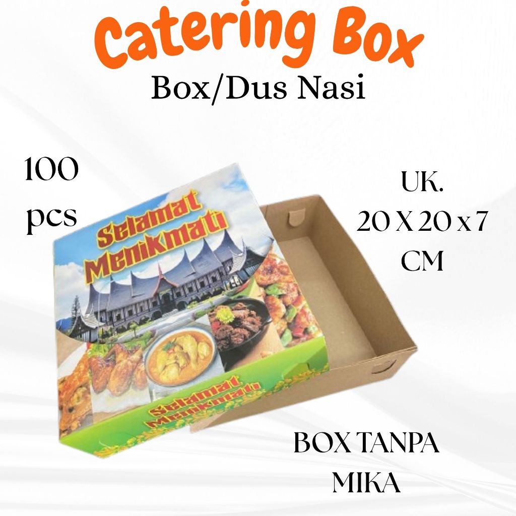 (100 PCS) CATERING BOX/DUS NASI/BOX NASI  PADANG UK 20 X 20 X 7 CM