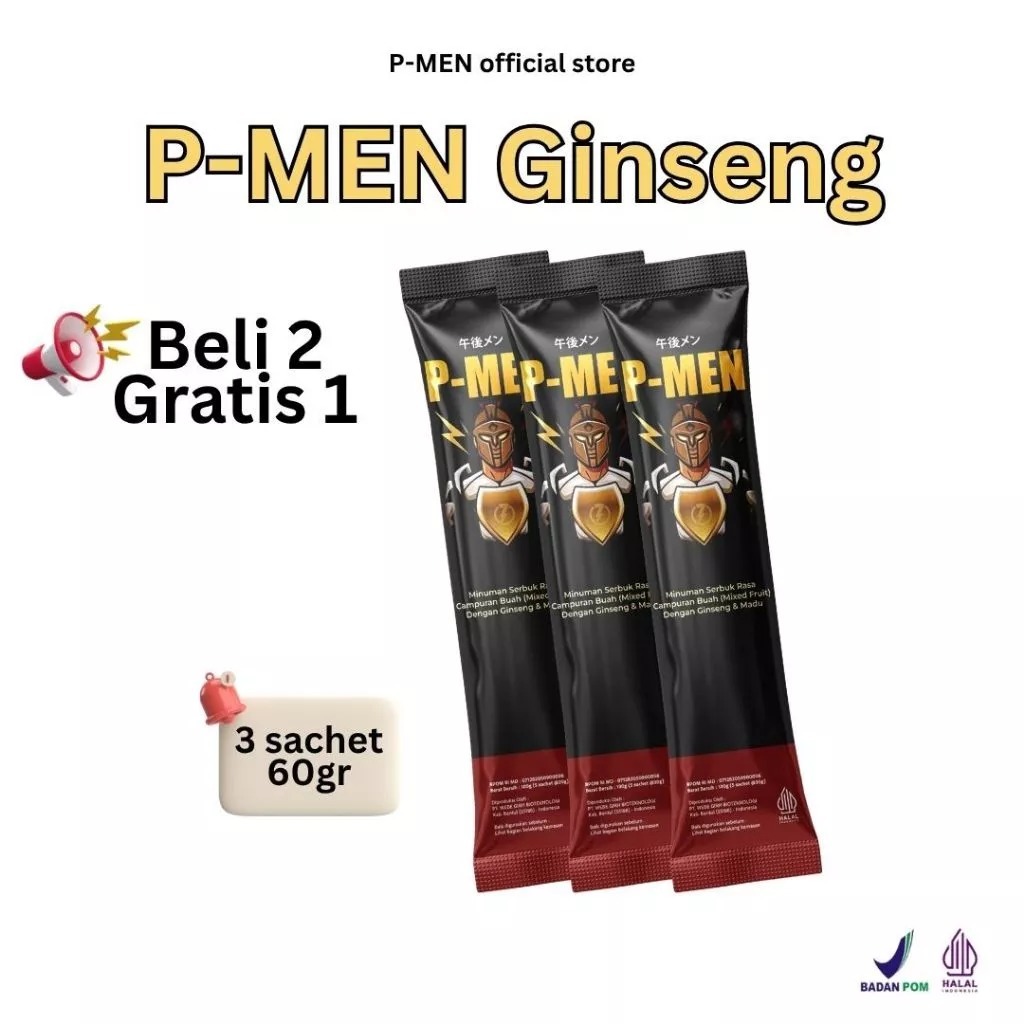 P-Man Ginseng Buah Herbal 3 Sachet 2 Gratis 1
