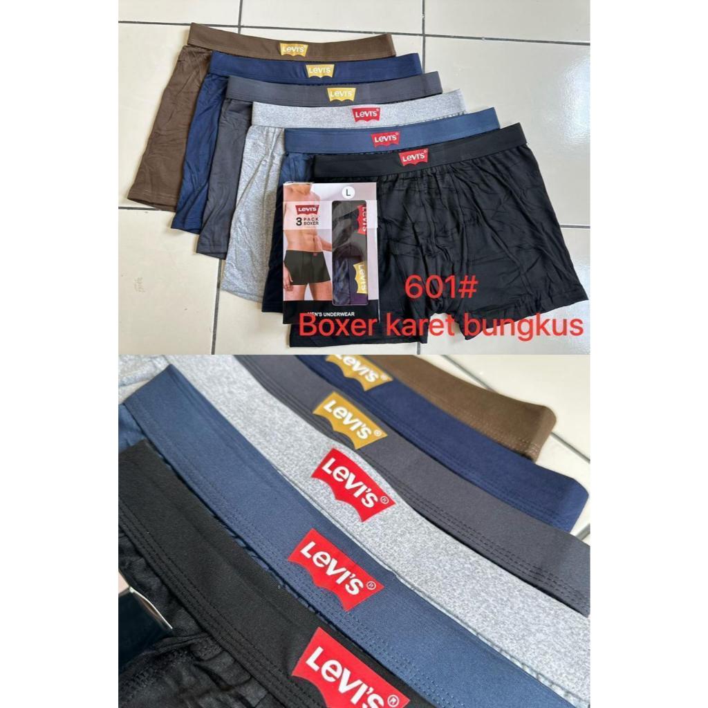 Celana Dalam Pria Boxer Segi Empat  (1 kotak 3 Pcs) Celana Dalam Pria Boxer Karet