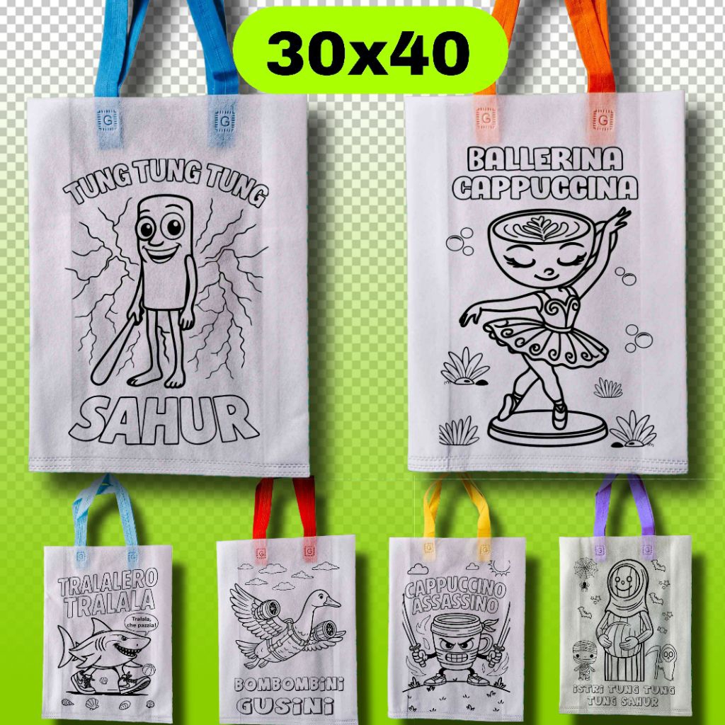 

Tas Spunbond Mewarnai 40x30x8 | Sablon untuk Tas Ulang Tahun Anak