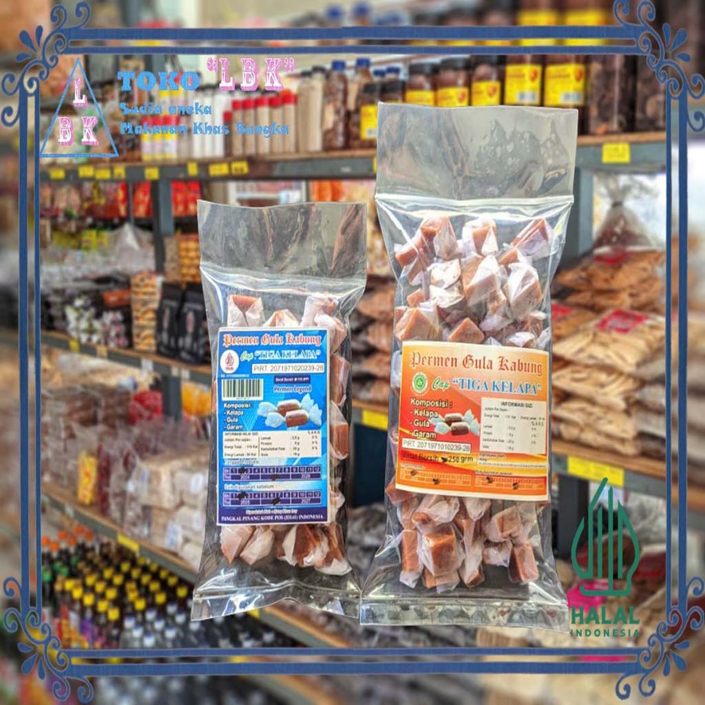 

Permen Gula Kabung / Aren 100% Asli Cap Tiga Kelapa khas Bangka 100 gr, 250 gr